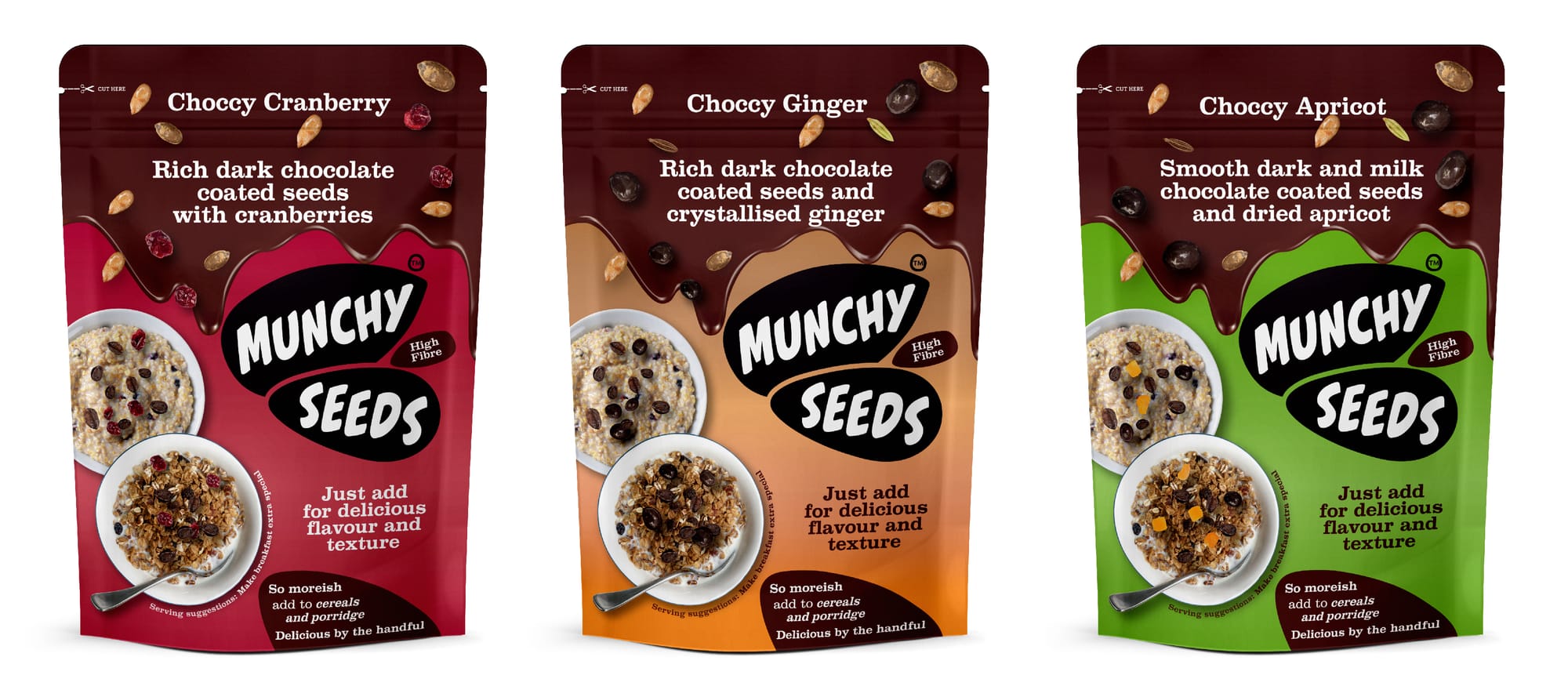 Range extensions for Munchy Seeds, packaging design