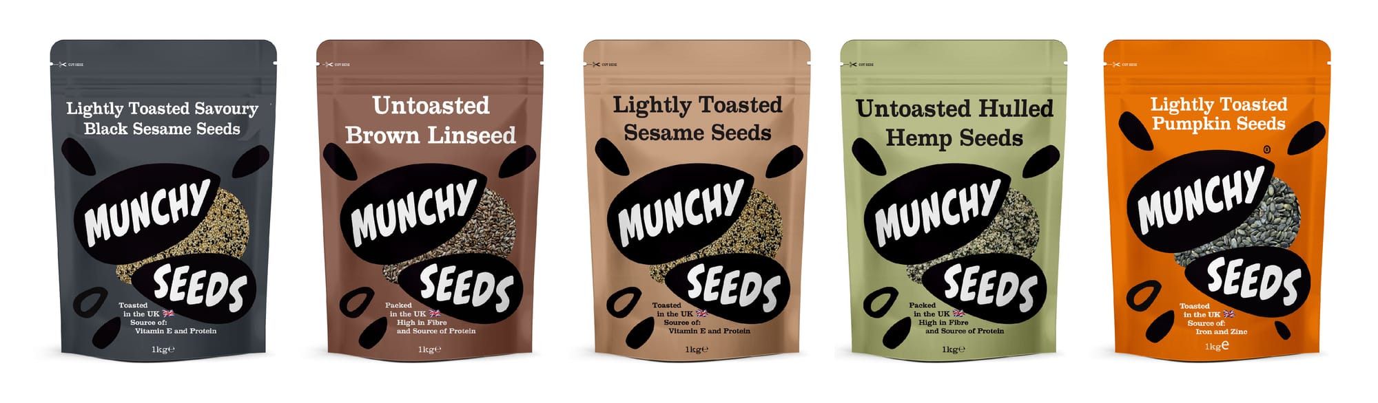 Range extensions for Munchy Seeds, packaging design